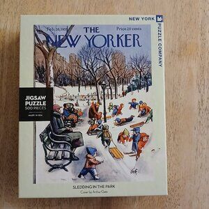 New York Puzzle Company Sledding in the Park Jigsaw Puzzle, 500 Pieces
